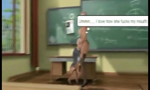 3d anime shemale coeds with big tits sucking cock in the class