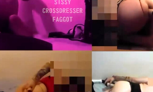 crossdresser anal dildo training faggot split screen