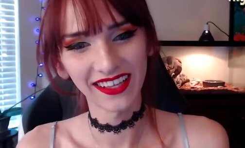 redhead shemale teasing solo webcam