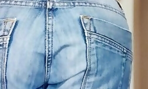 greek sissy butt in thin jeans with thong