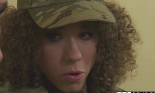Tranny soldier Lily Demure sucking and rode dirty boyfriends big hard dick