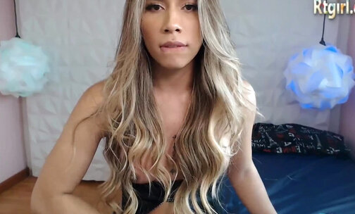 super hot teen tgirl stroking her dick on webcam