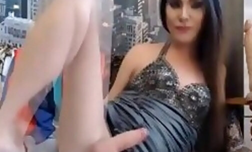 Clean transsexual penis Playing with Toy