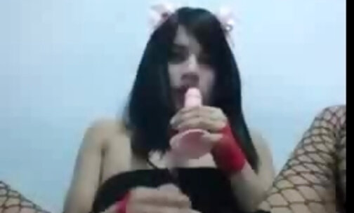 Cute shemale princess busting a nut