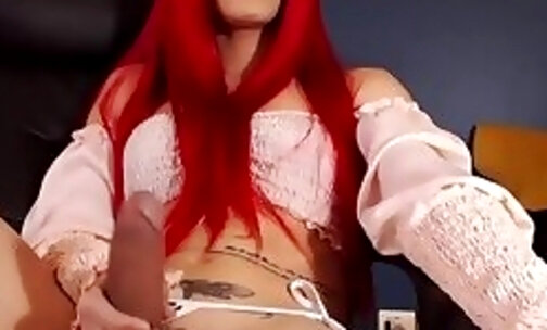 Pink Hair TS arousing her Tramp killer Webcam Show Part 2