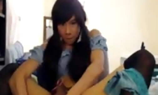 Cute Asian Crossdresser Triss Humps Pillow Spanks Herse