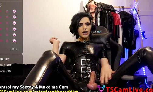 Exclusive Rubbered TS bring oneself off on Webcam Part2