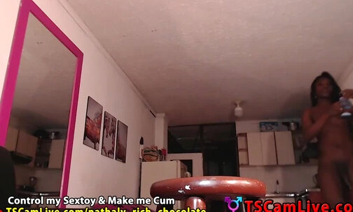 Huge Ebony Shaft Shemale on Webcam Part 7
