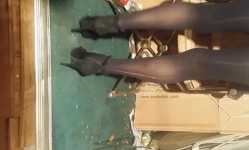 Heels, hose and upskirt with cock