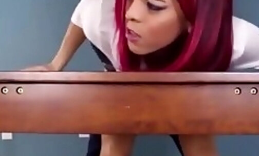 Redhead shemale fucked during job interview