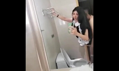 Ladyboy Maid Selfie Video getting Anal Fucked by her Ho