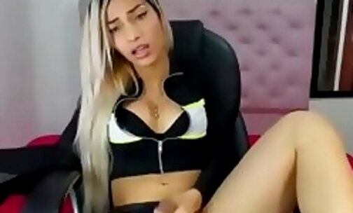 Blonde Ts Sex Doll Toying Webcam