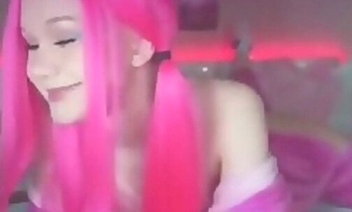 Pink haired trans Sucking Dildo BlondeLashes 154411 110
