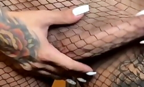 Tattooed trans lady drilled by big dick in anal hole