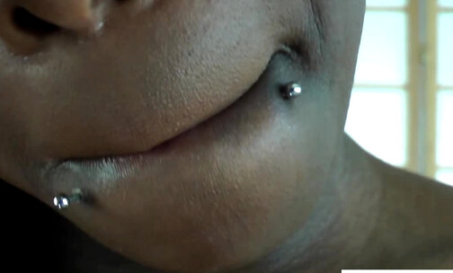 Black pierced shemale modeling and jerking