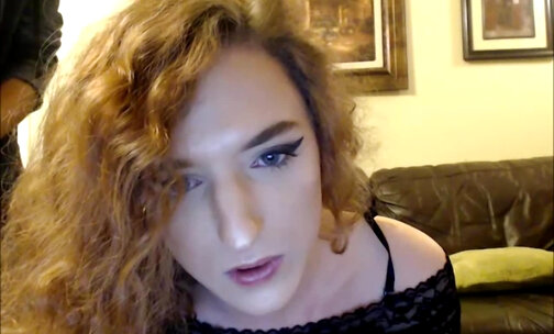 Tranny getting her lover's attention at home