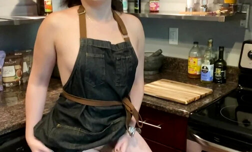 Sexy shemale in the kitchen