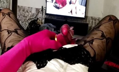 Carmen loves dressing up her cock
