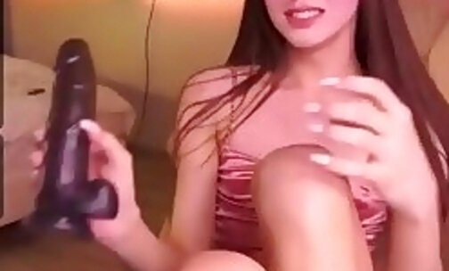 pretty face russian teen trans Goddess toys ass and wanks on webcam
