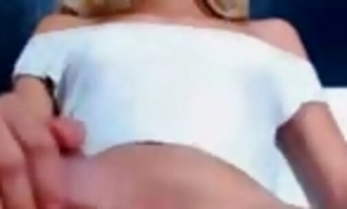 Blondie monster cock jerking on webcam