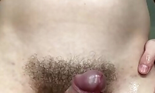 Hot shemale dildoing her ass and dripping her sexy hairy dick