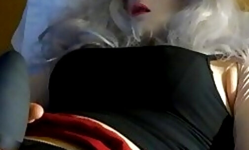 Female Mask Crossdresser with big tits masturbates
