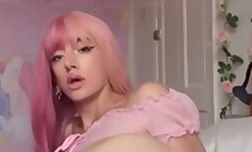 Sexy pink hair tgirl