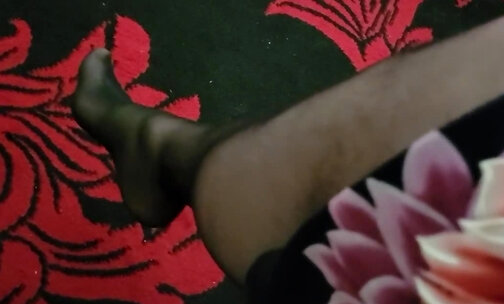 A Black Nylon Stocking Foot Play