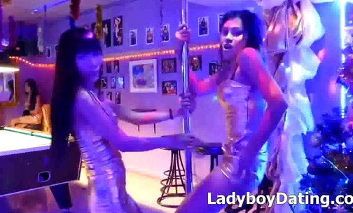 Beautiful thai ladyboys dancing in Bangkok Club