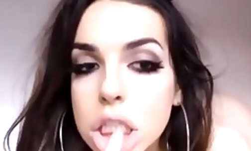 This busty tsgirl wants you to jizz her sexy tongue
